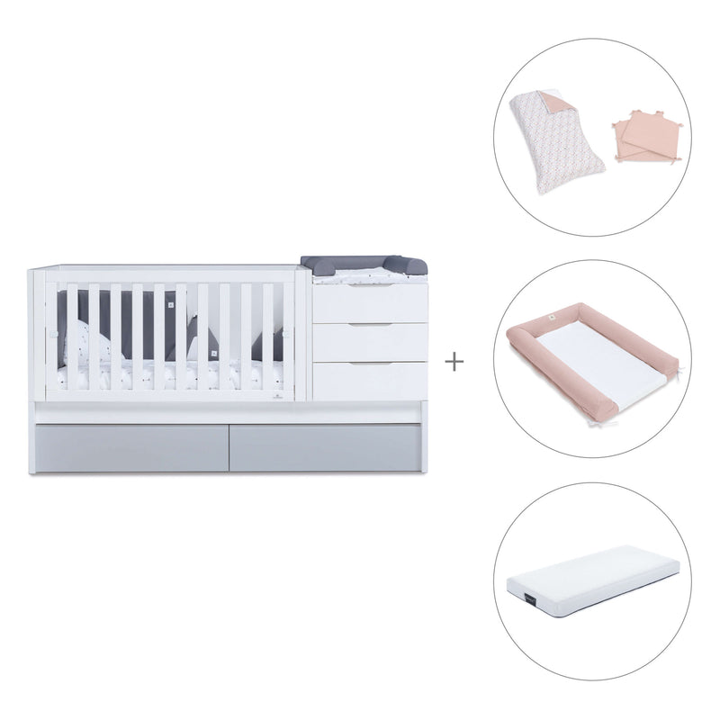 Cuna convertible 70x140 cm blanca/gris · Sero More K546-M7778