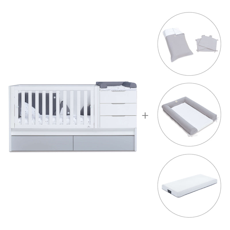 Cuna convertible 70x140 cm blanca/gris · Sero More K546-M7778