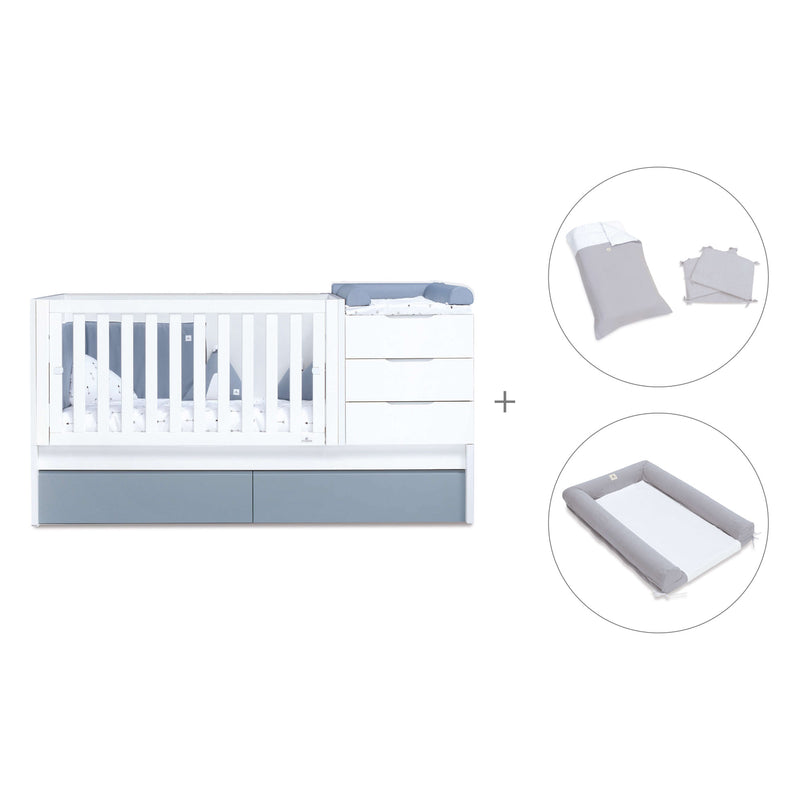 Cuna convertible 70x140 cm blanca/azul · Sero More Blu Denim K546-M7741