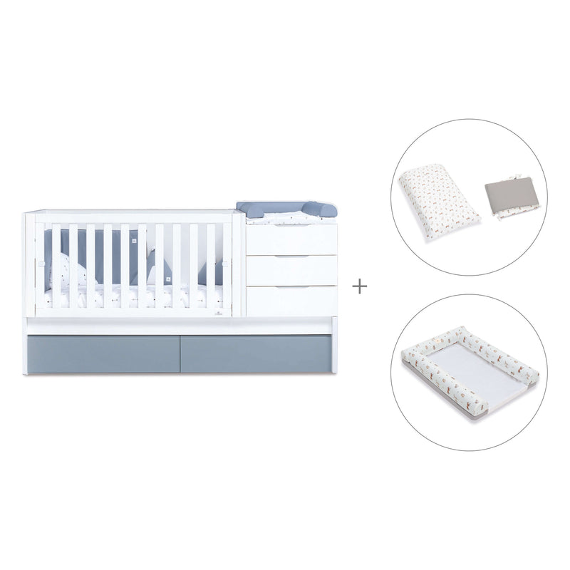 Cuna convertible 70x140 cm blanca/azul · Sero More Blu Denim K546-M7741