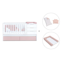 Cuna convertible 70x140 cm blanca/rosa claro · Sero More Flamingo K546-M7742