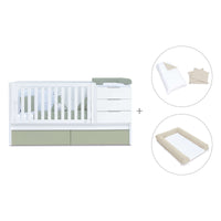 Cuna convertible 70x140 cm blanca/verde-oliva · Sero More K546-M7756