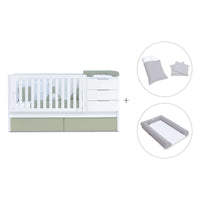 Cuna convertible 70x140 cm blanca/verde-oliva · Sero More K546-M7756