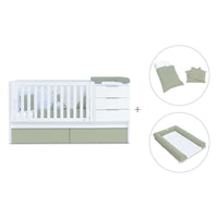 Cuna convertible 70x140 cm blanca/verde-oliva · Sero More K546-M7756