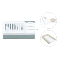 Cuna convertible 70x140 cm blanca/eucalipto · Sero More Eucalyptus K546-M7757