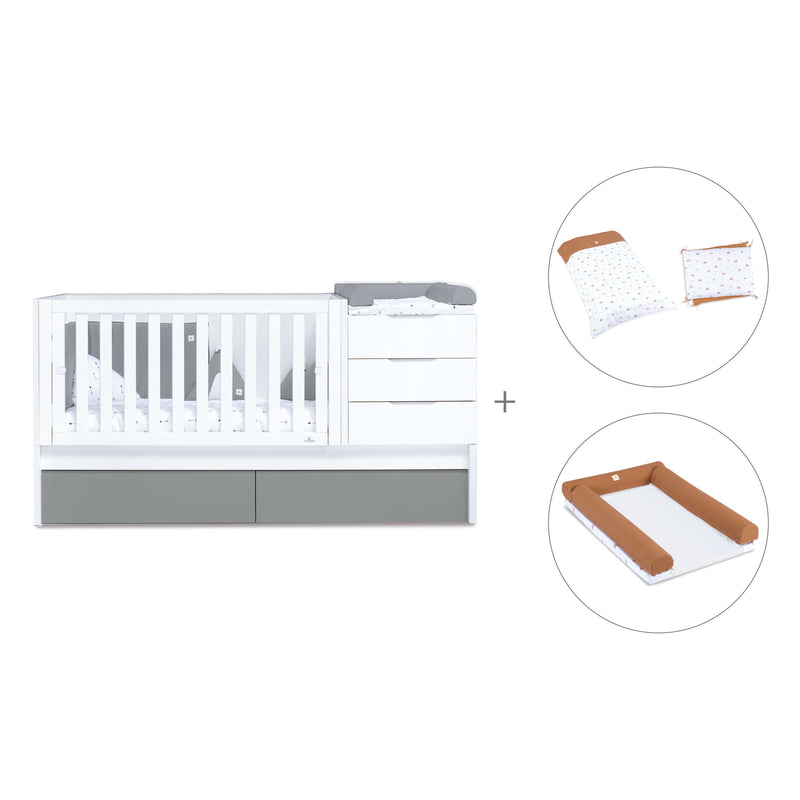 Cuna convertible 70x140 cm blanca/antracita · Sero More Antracita K546-M7758