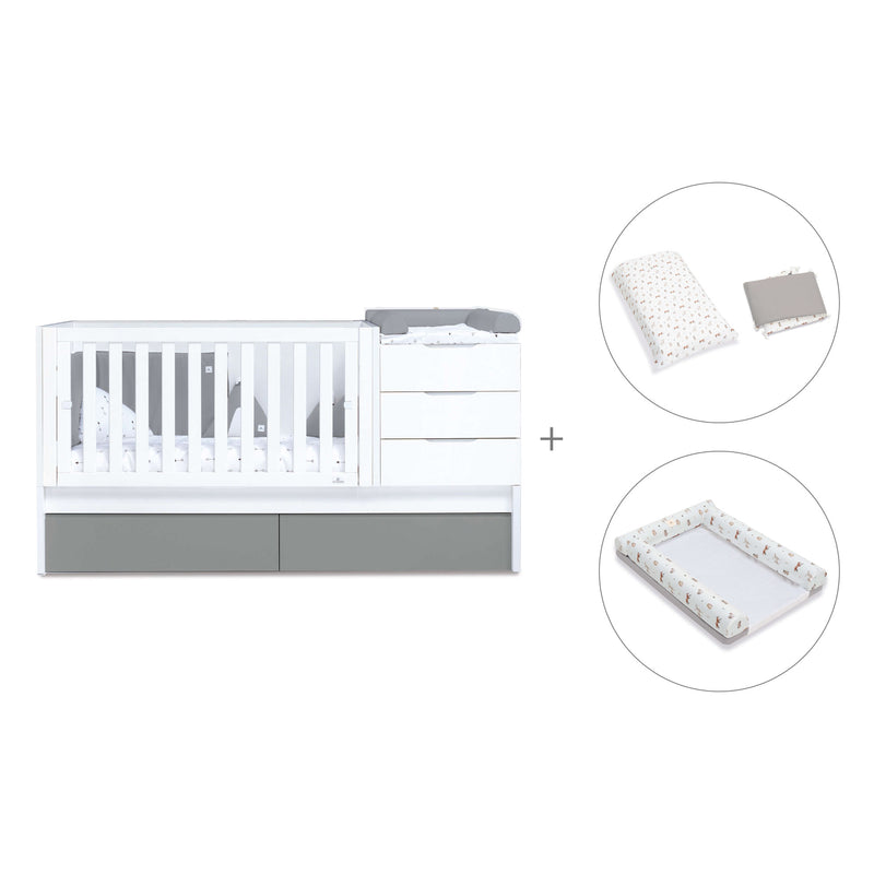 Cuna convertible 70x140 cm blanca/antracita · Sero More Antracita K546-M7758