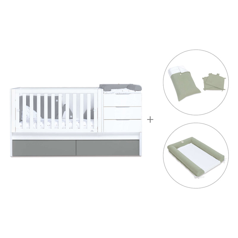 Cuna convertible 70x140 cm blanca/antracita · Sero More Antracita K546-M7758