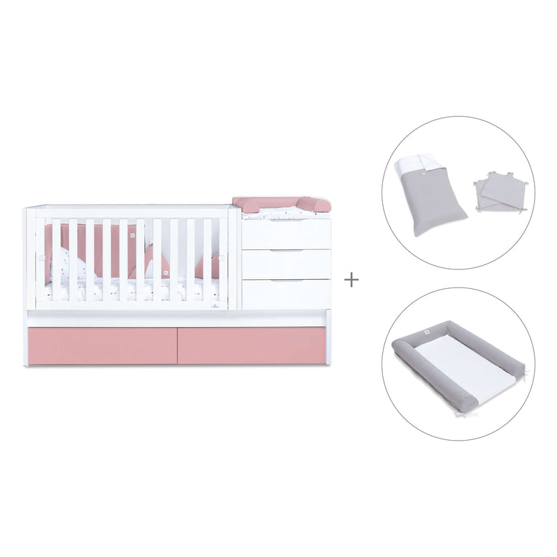 Cuna convertible 70x140 cm blanca/rosa · Sero More Quarzo K546-M7759