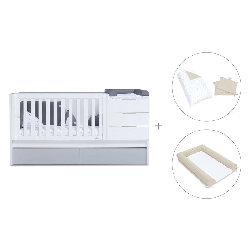 Cuna convertible 70x140 cm blanca/gris · Sero More K546-M7778
