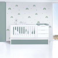 Cuna convertible 70x140 cm blanca/eucalipto · Sero More Eucalyptus K546-M7757
