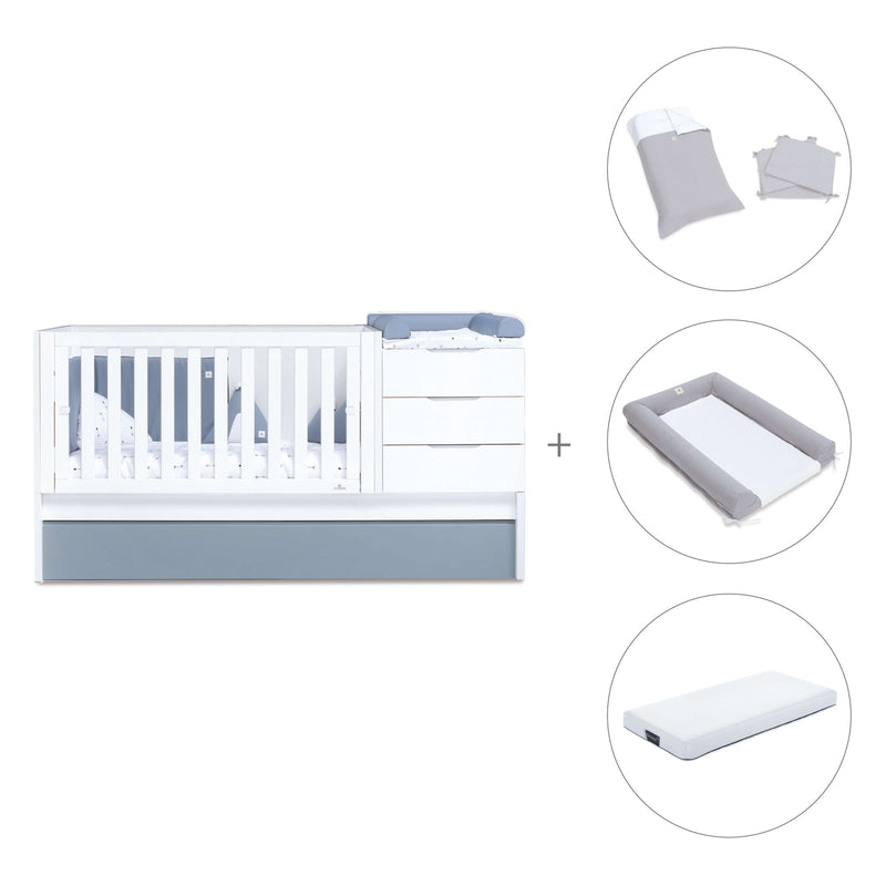 Cuna convertible 70x140 cm blanca/azul · Sero More Blu Denim K546-M7741