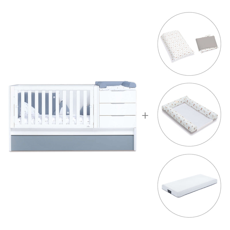 Cuna convertible 70x140 cm blanca/azul · Sero More Blu Denim K546-M7741