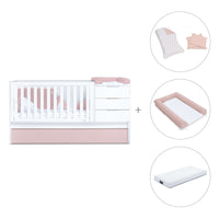 Cuna convertible 70x140 cm blanca/rosa claro · Sero More Flamingo K546-M7742