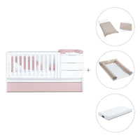 Cuna convertible 70x140 cm blanca/rosa claro · Sero More Flamingo K546-M7742