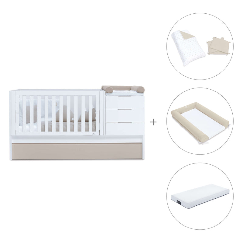 Cuna convertible 70x140 cm blanca/beige · Sero More K546-M7753