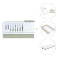 Cuna convertible 70x140 cm blanca/verde-oliva · Sero More K546-M7756