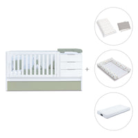 Cuna convertible 70x140 cm blanca/verde-oliva · Sero More K546-M7756