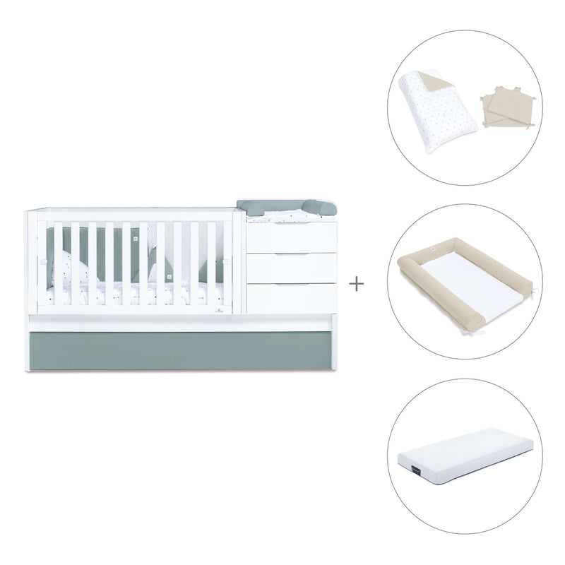 Cuna convertible 70x140 cm blanca/eucalipto · Sero More Eucalyptus K546-M7757