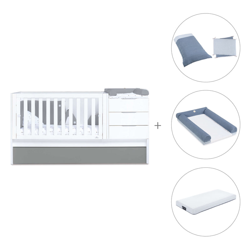 Cuna convertible 70x140 cm blanca/antracita · Sero More Antracita K546-M7758