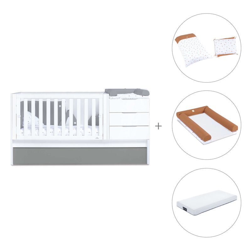 Cuna convertible 70x140 cm blanca/antracita · Sero More Antracita K546-M7758