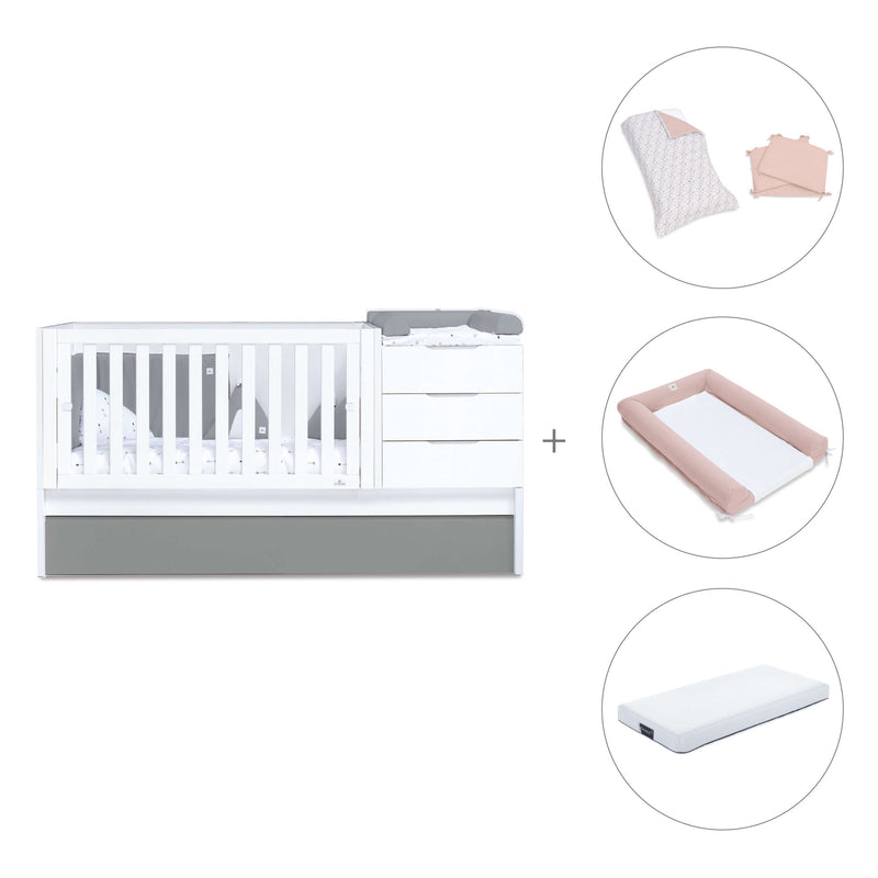 Cuna convertible 70x140 cm blanca/antracita · Sero More Antracita K546-M7758
