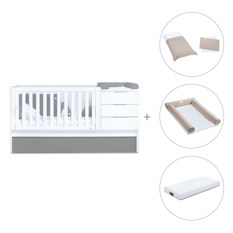 Cuna convertible 70x140 cm blanca/antracita · Sero More Antracita K546-M7758