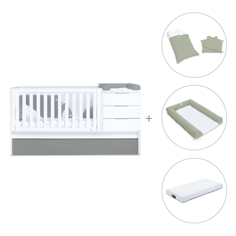 Cuna convertible 70x140 cm blanca/antracita · Sero More Antracita K546-M7758