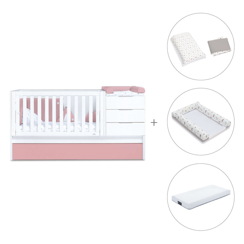 Cuna convertible 70x140 cm blanca/rosa · Sero More Quarzo K546-M7759