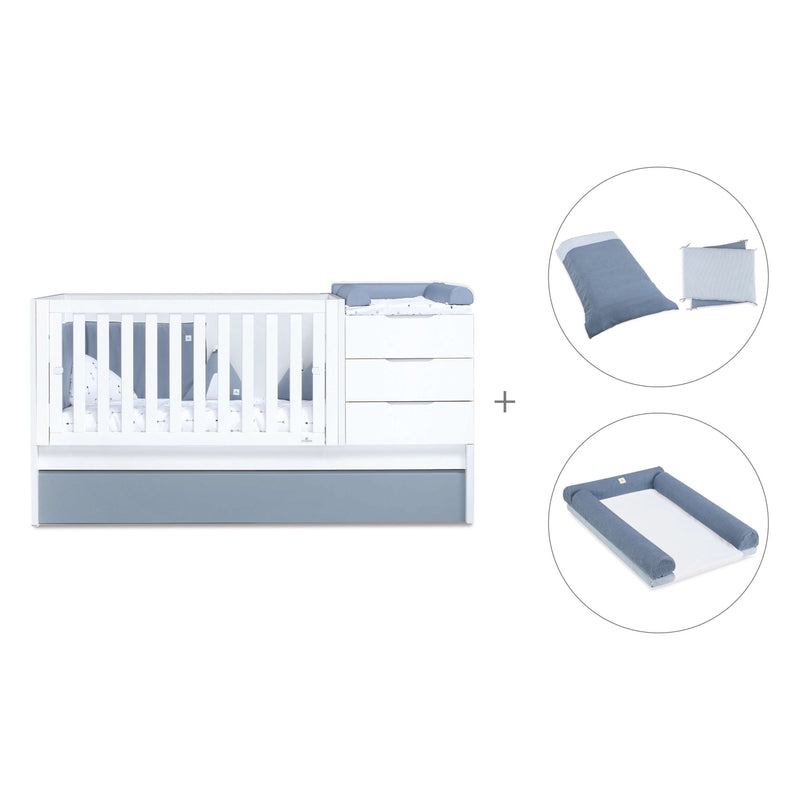 Cuna convertible 70x140 cm blanca/azul · Sero More Blu Denim K546-M7741