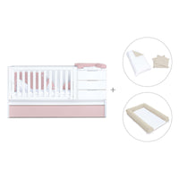 Cuna convertible 70x140 cm blanca/rosa claro · Sero More Flamingo K546-M7742