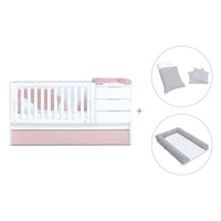 Cuna convertible 70x140 cm blanca/rosa claro · Sero More Flamingo K546-M7742