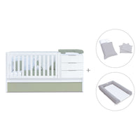 Cuna convertible 70x140 cm blanca/verde-oliva · Sero More K546-M7756