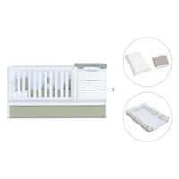Cuna convertible 70x140 cm blanca/verde-oliva · Sero More K546-M7756