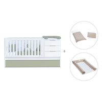 Cuna convertible 70x140 cm blanca/verde-oliva · Sero More K546-M7756