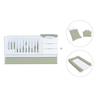 Cuna convertible 70x140 cm blanca/verde-oliva · Sero More K546-M7756