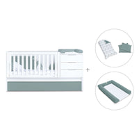 Cuna convertible 70x140 cm blanca/eucalipto · Sero More Eucalyptus K546-M7757