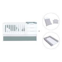 Cuna convertible 70x140 cm blanca/eucalipto · Sero More Eucalyptus K546-M7757