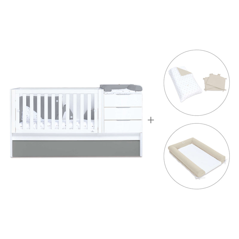 Cuna convertible 70x140 cm blanca/antracita · Sero More Antracita K546-M7758
