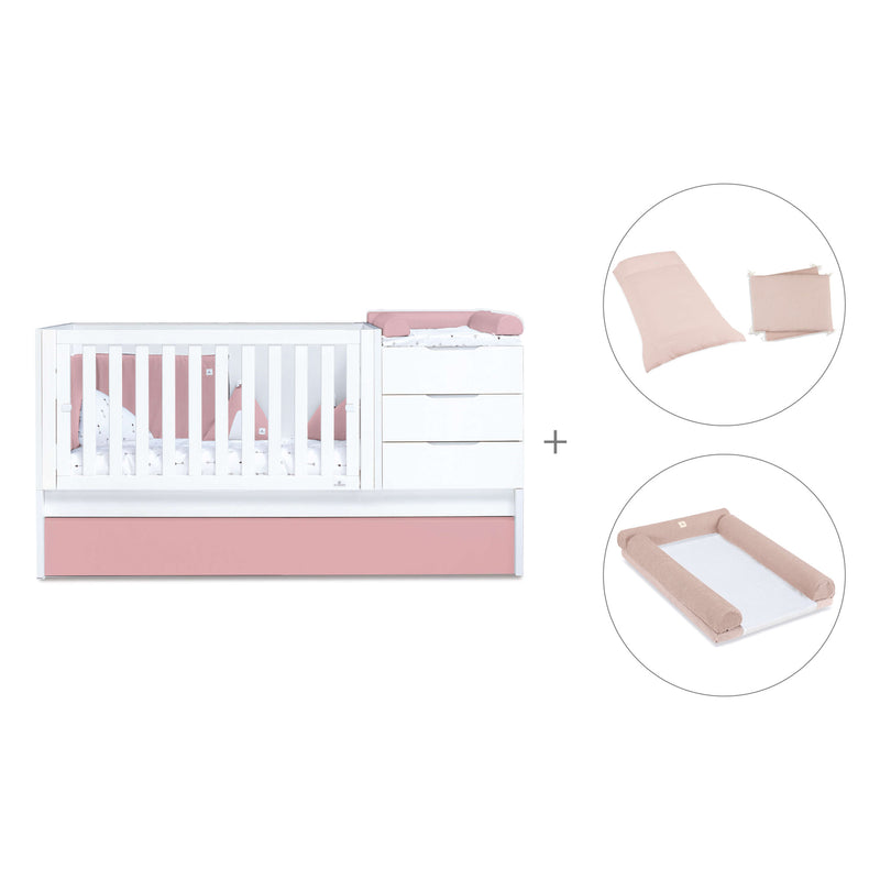Cuna convertible 70x140 cm blanca/rosa · Sero More Quarzo K546-M7759