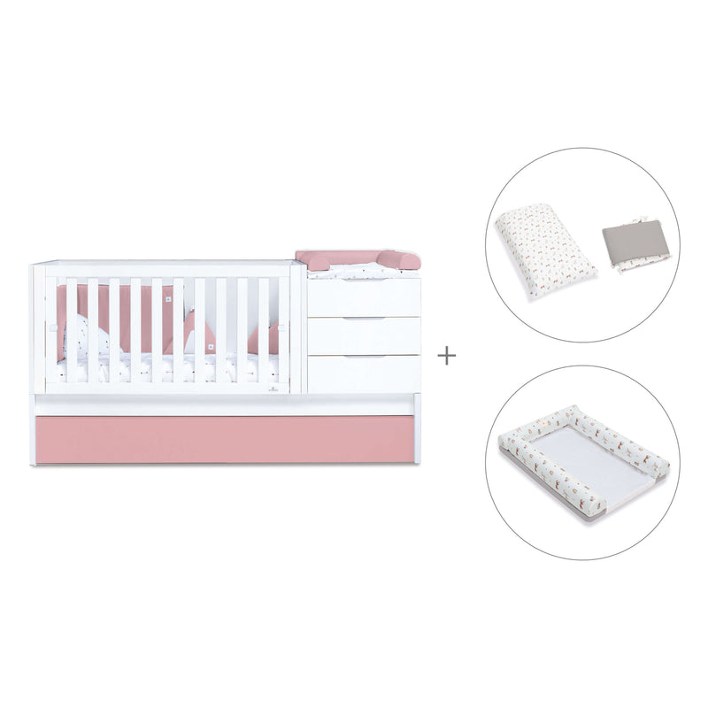 Cuna convertible 70x140 cm blanca/rosa · Sero More Quarzo K546-M7759