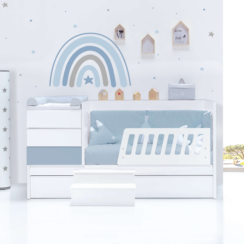 Cuna convertible 70x140 cm blanca/azul · Sero Kubo Blu Denim K551-M7741