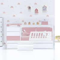 Cuna convertible 70x140 cm blanca/rosa claro · Sero Kubo Flamingo K551-M7742