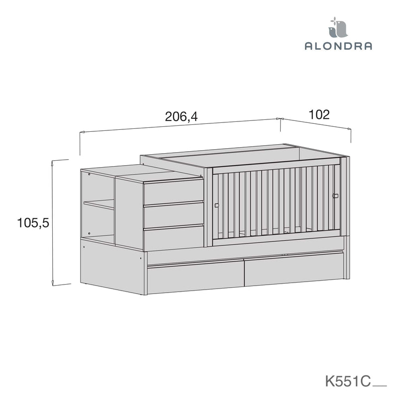 Cuna convertible 70x140 cm blanca · Sero Kubo K551-M7700