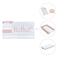 Cuna convertible 70x140 cm blanca/rosa claro · Sero Kubo Flamingo K551-M7742