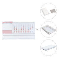 Cuna convertible 70x140 cm blanca/rosa claro · Sero Kubo Flamingo K551-M7742