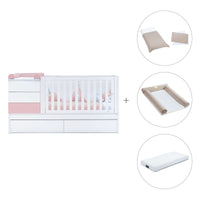 Cuna convertible 70x140 cm blanca/rosa claro · Sero Kubo Flamingo K551-M7742