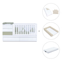 Cuna convertible 70x140 cm blanco/verde-oliva · Sero Kubo K551-M7756