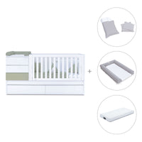Cuna convertible 70x140 cm blanco/verde-oliva · Sero Kubo K551-M7756