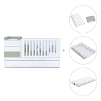 Cuna convertible 70x140 cm blanco/verde-oliva · Sero Kubo K551-M7756